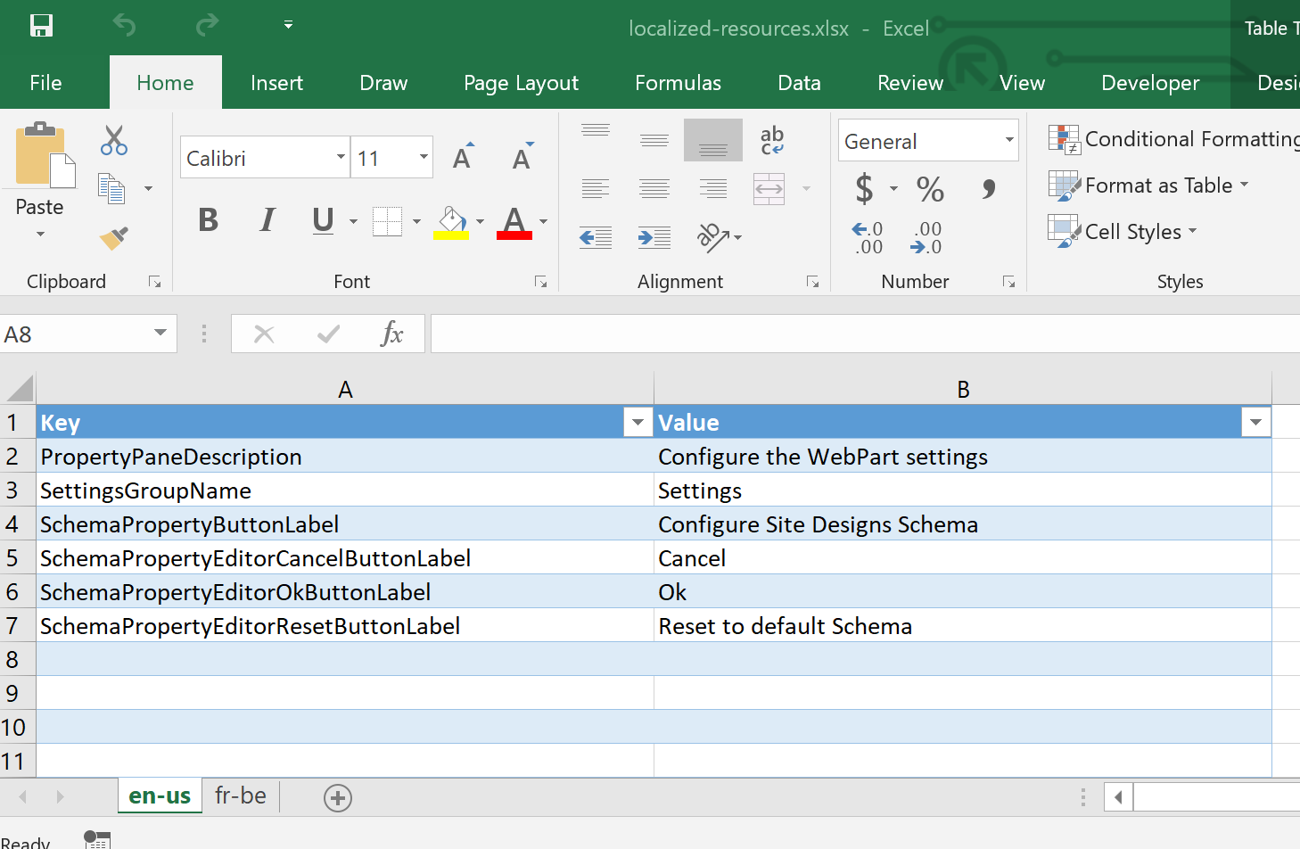 Excel and PowerShell to maintain your SPFx localized resources